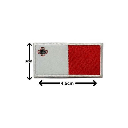 Malta Flag Embroidered Patch Set, Iron-On or Sew-On Applique Badges, Rectangle Shield Round Heart Shapes, for Jackets, Backpacks, Hats, Uniforms and Various Sizes