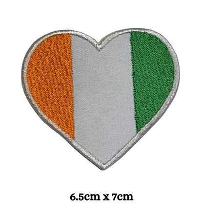 Cote D'Ivoire Flag Embroidered Patches, Iron-On/Sew-On Applique, Shield, Round, Heart and Rectangle Flag Badges for Jackets, Bags, Uniforms, Various Sizes