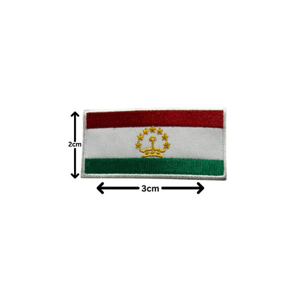 Tajikistan Flag Embroidered Patch Set, Iron-On or Sew-On Applique Badges, Rectangle Shield Round Heart Shapes, for Jackets, Backpacks, Hats, Uniforms and Various Sizes