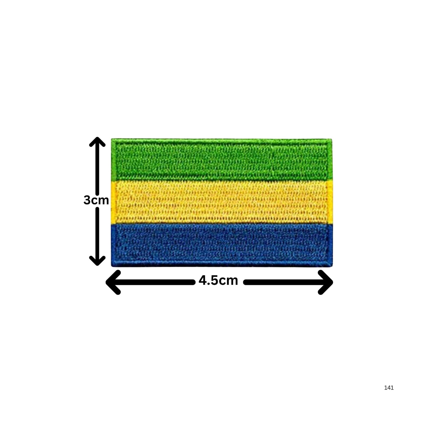 Gabon Flag Embroidered Patch Set, Iron-On or Sew-On Applique Badges, Rectangle Shield Round Heart Shapes, for Jackets, Backpacks, Hats, Uniforms and Various Sizes