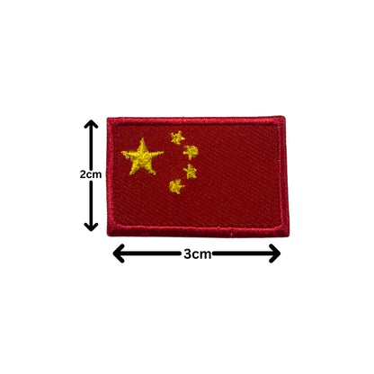 China Flag Embroidered Patch Set, Iron-On or Sew-On Applique Badges, Rectangle Shield Round Heart Shapes, for Jackets, Backpacks, Hats, Uniforms and Various Sizes
