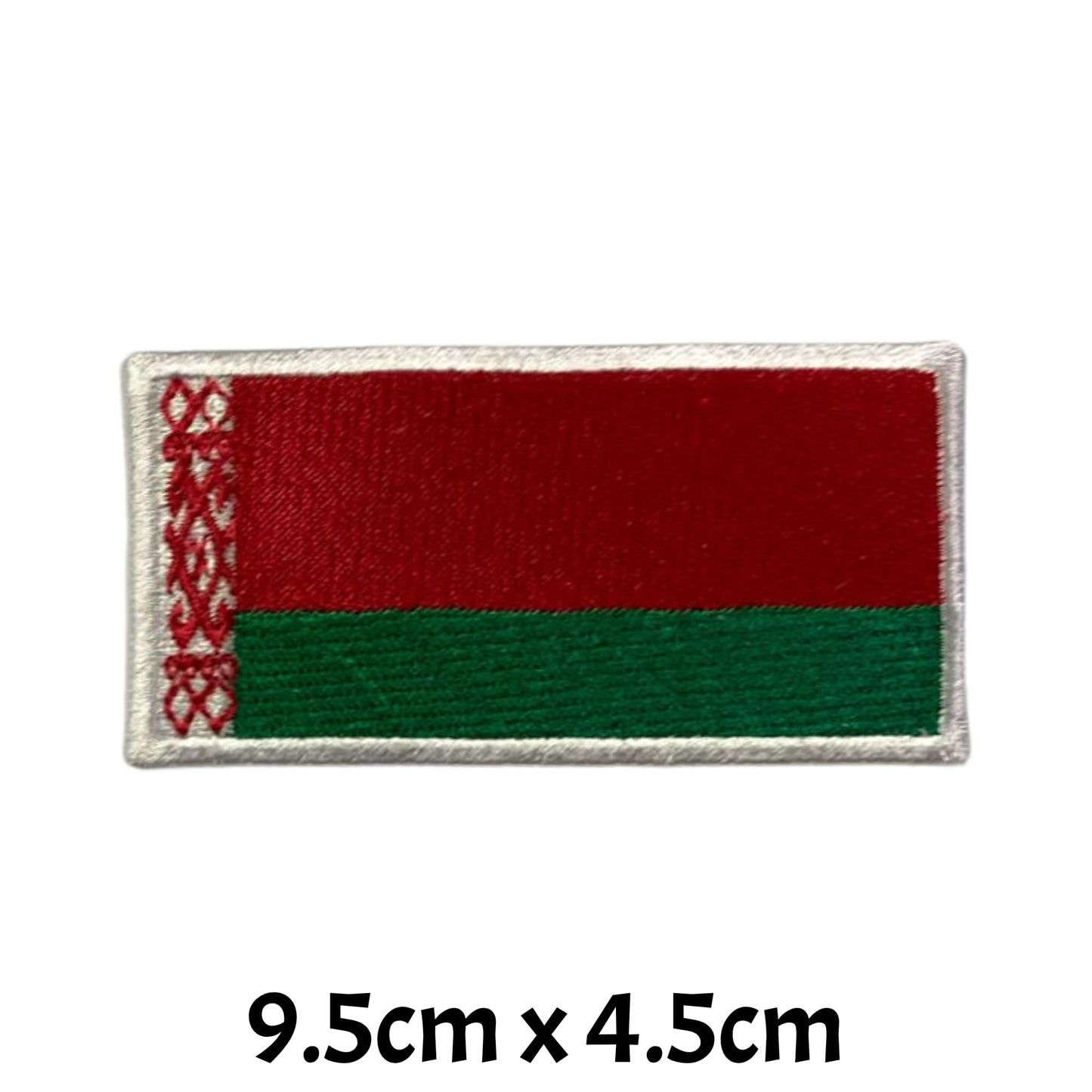 Belarus Flag Embroidered Patches, Iron-On/Sew-On Applique, Shield, Round, Heart and Rectangle Flag Badges for Jackets, Bags, Uniforms, Various Sizes