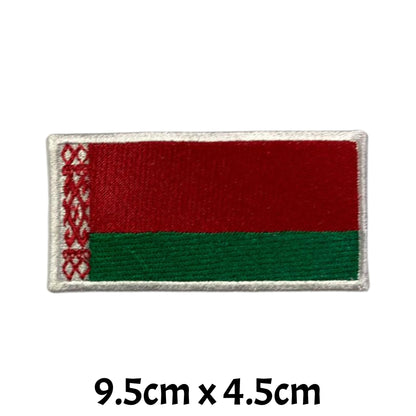 Belarus Flag Embroidered Patches, Iron-On/Sew-On Applique, Shield, Round, Heart and Rectangle Flag Badges for Jackets, Bags, Uniforms, Various Sizes
