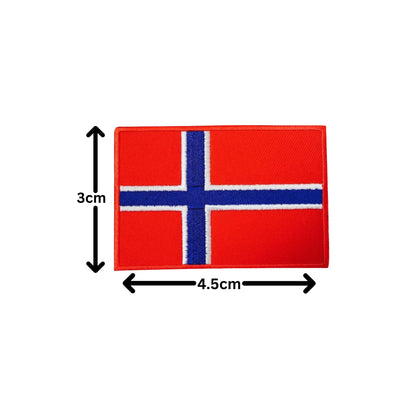 BeBuz Norway Flag Embroidered Patches, Iron-On/Sew-On Applique, Shield, Round, Heart and Rectangle Flag Badges for Jackets, Bags, Uniforms, Various Sizes