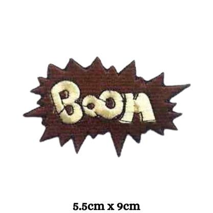 Boom Embroidery Iron-On Patches for Clothing Sew-On Applique for DIY Crafts Denim Jackets Jeans Backpacks