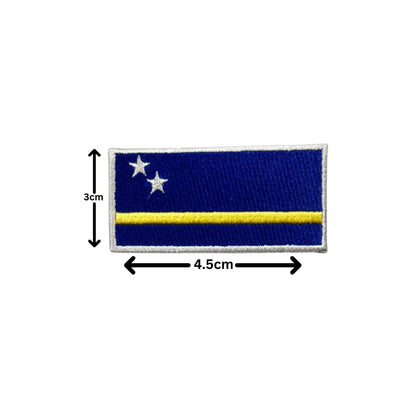 Curacao Flag Embroidered Patches, Iron-On/Sew-On Applique, Shield, Round, Heart and Rectangle Flag Badges for Jackets, Bags, Uniforms, Various Sizes