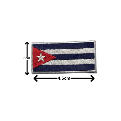 Cuba Flag Embroidered Patch Set, Iron-On or Sew-On Applique Badges, Rectangle Shield Round Heart Shapes, for Jackets, Backpacks, Hats, Uniforms and Various Sizes