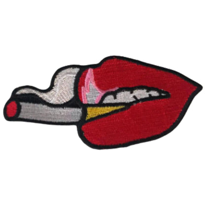 Smoking Red Lip Embroidery Iron-On Patches for Clothing Sew-On Applique for DIY Crafts Denim Jackets Jeans Backpacks