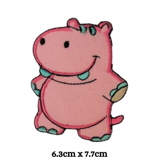 Animal Pink Hippo Embroidery Iron-On Patches for Clothing Sew-On Applique for DIY Crafts Denim Jackets Jeans Backpacks