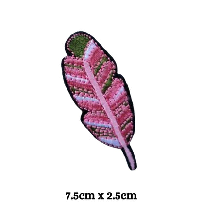 American Pink Feather Embroidery Iron-On Patches for Clothing Sew-On Applique for DIY Crafts Denim Jackets Jeans Backpacks