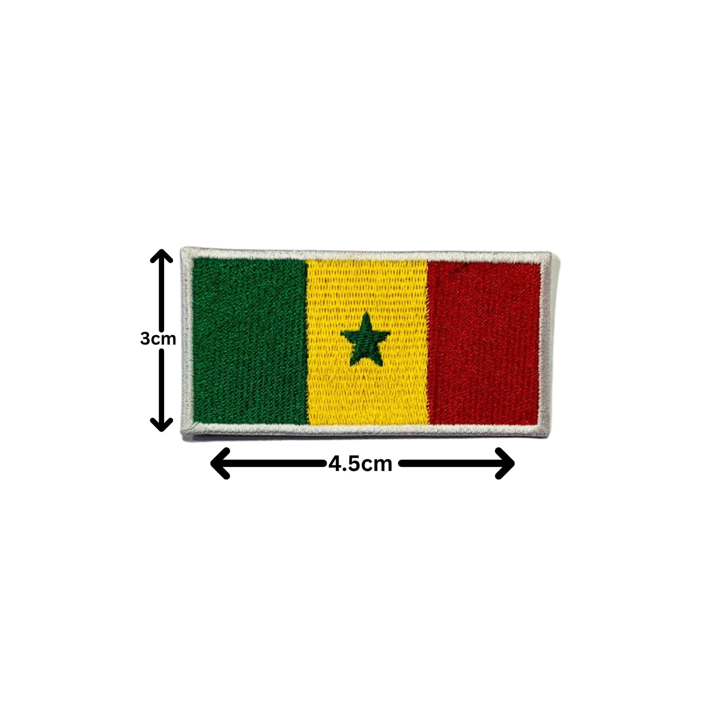 Senegal Flag Embroidered Patches, Iron-On/Sew-On Applique, Shield, Round, Heart and Rectangle Flag Badges for Jackets, Bags, Uniforms, Various Sizes