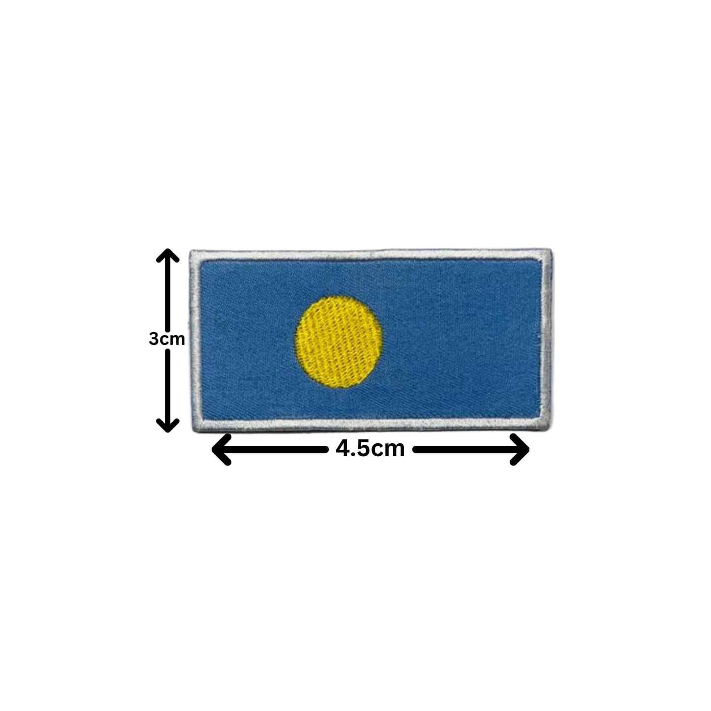 Palau Flag Embroidered Patch Set, Iron-On or Sew-On Applique Badges, Rectangle Shield Round Heart Shapes, for Jackets, Backpacks, Hats, Uniforms and Various Sizes