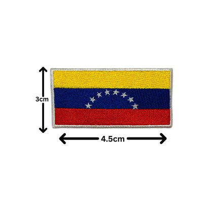 Venezuela Flag Embroidered Patch Set, Iron-On or Sew-On Applique Badges, Rectangle Shield Round Heart Shapes, for Jackets, Backpacks, Hats, Uniforms and Various Sizes