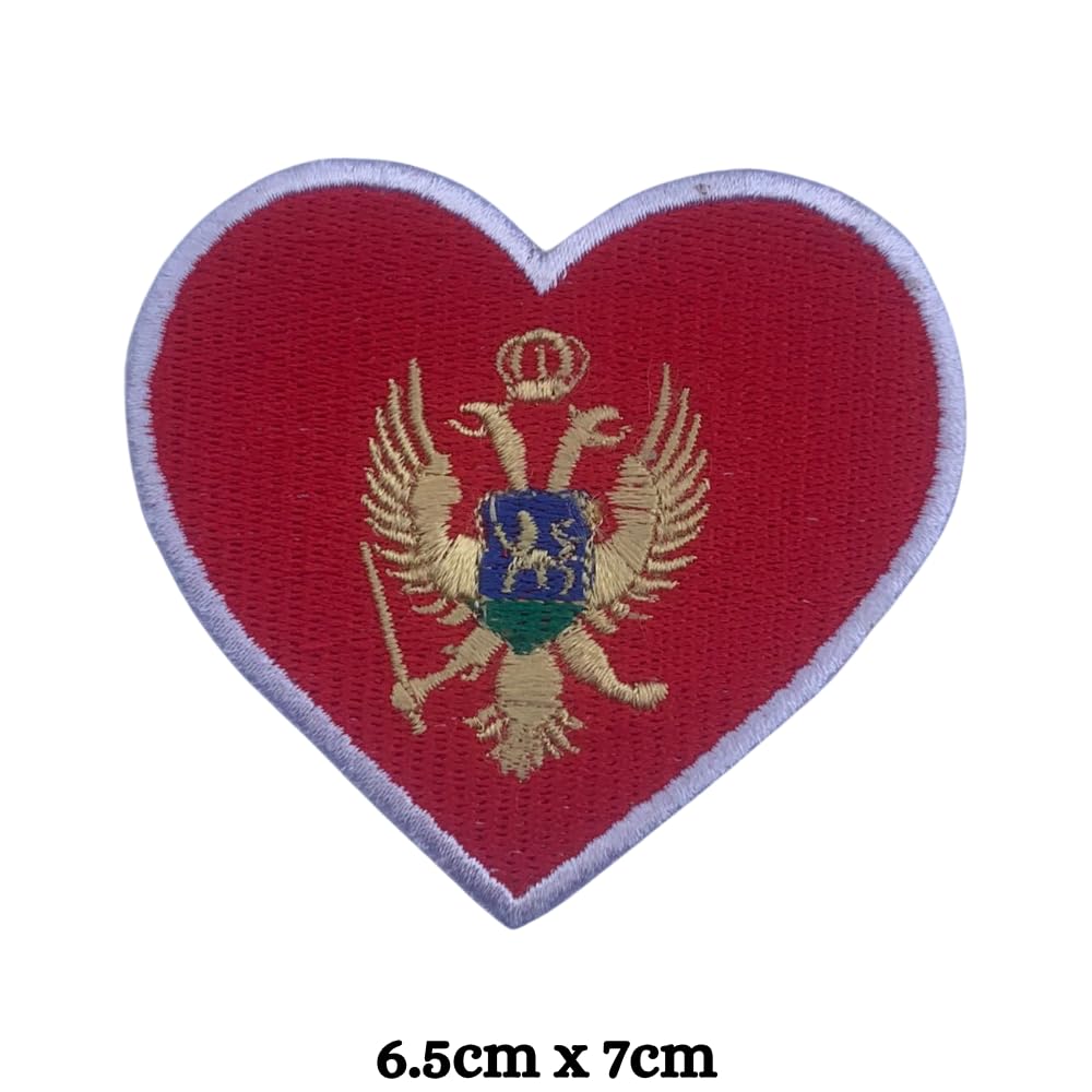 Montenegro Flag Embroidered Patch Set, Iron-On or Sew-On Applique Badges, Rectangle Shield Round Heart Shapes, for Jackets, Backpacks, Hats, Uniforms and Various Sizes