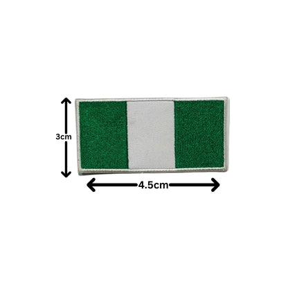Nigeria Flag Embroidered Patch Set, Iron-On or Sew-On Applique Badges, Rectangle Shield Round Heart Shapes, for Jackets, Backpacks, Hats, Uniforms and Various Sizes
