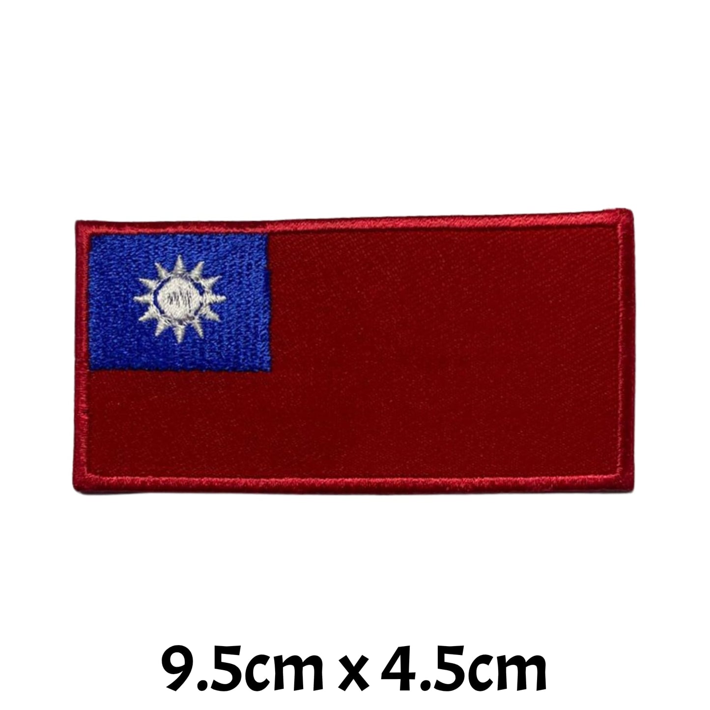 Taiwan Flag Embroidered Patch Set, Iron-On or Sew-On Applique Badges, Rectangle Shield Round Heart Shapes, for Jackets, Backpacks, Hats, Uniforms and Various Sizes