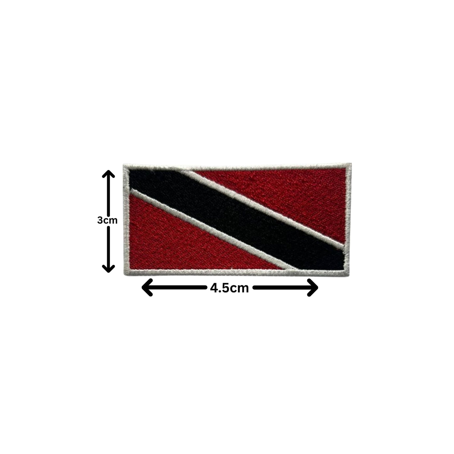 Trinidad and Tobago Flag Embroidered Patch Set, Iron-On or Sew-On Applique Badges, Rectangle Shield Round Heart Shapes, for Jackets, Backpacks, Hats, Uniforms and Various Sizes