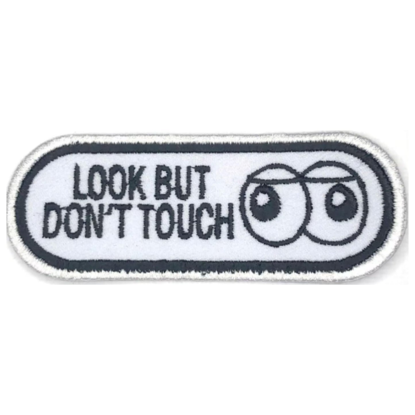 Look But Don't Touch Embroidery Iron-On Patches for Clothing Sew-On Applique for DIY Crafts Denim Jackets Jeans Backpacks