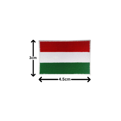 Hungary Flag Embroidered Patch Set, Iron-On or Sew-On Applique Badges, Rectangle Shield Round Heart Shapes, for Jackets, Backpacks, Hats, Uniforms and Various Sizes