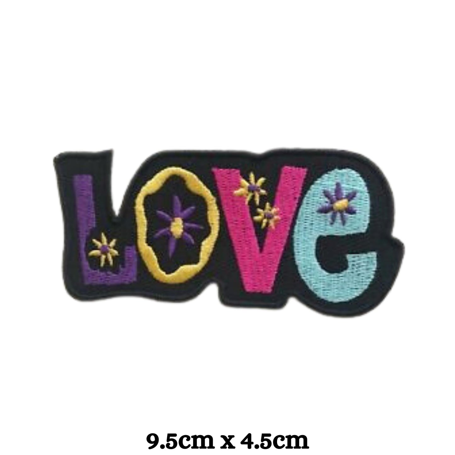 Love Colourful Flower Embroidery Iron-On Patches for Clothing Sew-On Applique for DIY Crafts Denim Jackets Jeans Backpacks
