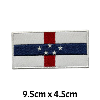 Antilles Flag Embroidered Patch Set, Iron-On or Sew-On Applique Badges, Rectangle Shield Round Heart Shapes, for Jackets, Backpacks, Hats, Uniforms and Various Sizes