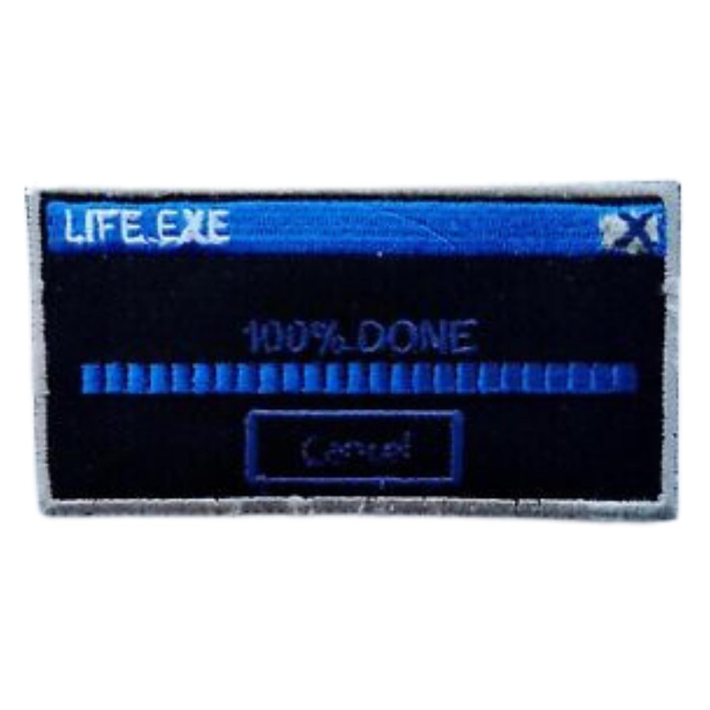 Life.Exe 100% Done Message Embroidery Iron-On Patches for Clothing Sew-On Applique for DIY Crafts Denim Jackets Jeans Backpacks