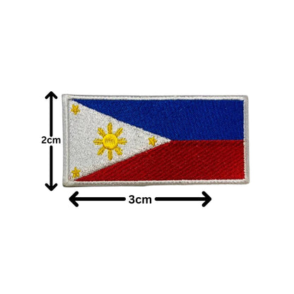Philippines Flag Embroidered Patch Set, Iron-On or Sew-On Applique Badges, Rectangle Shield Round Heart Shapes, for Jackets, Backpacks, Hats, Uniforms and Various Sizes