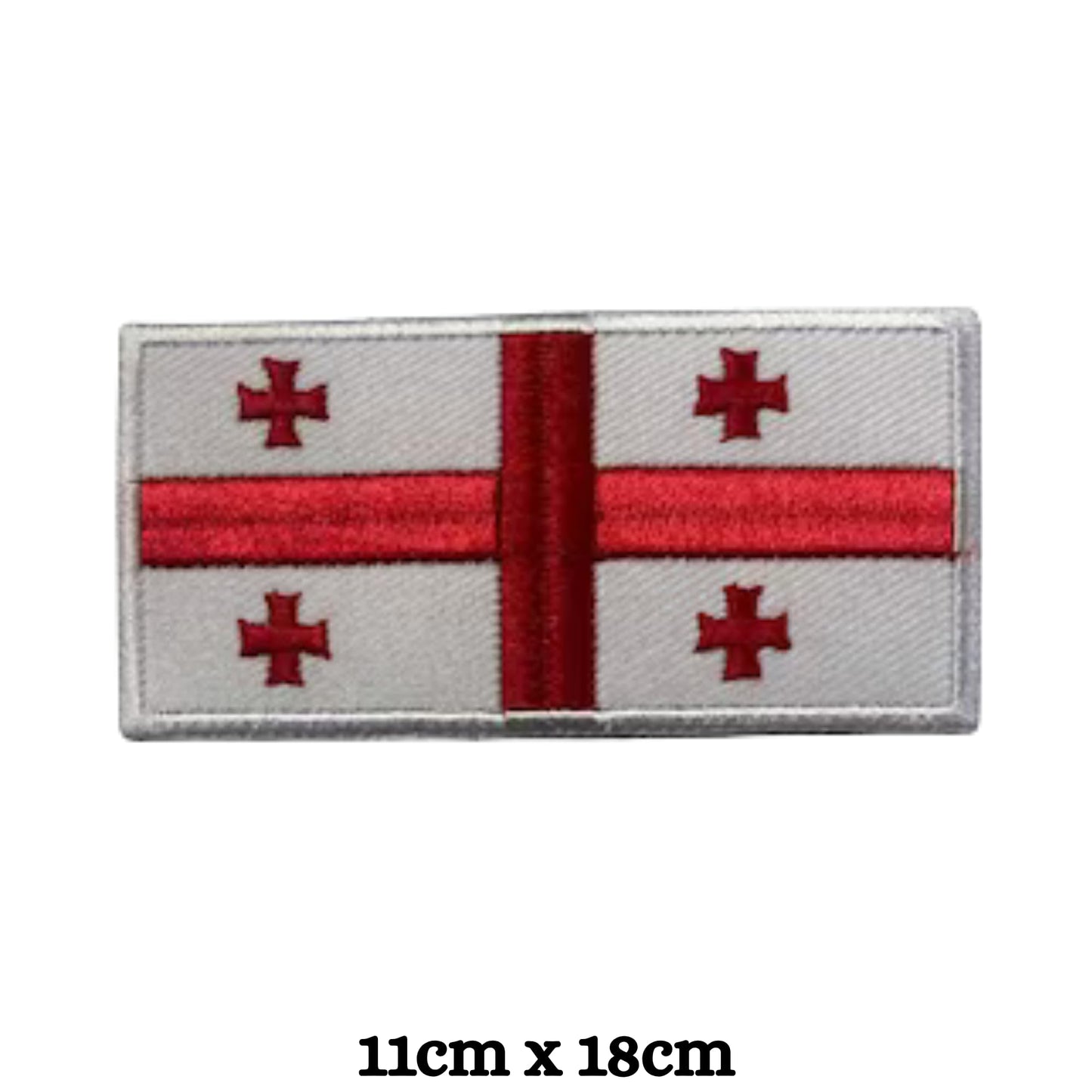 Georgia Flag Embroidered Patch Set, Iron-On or Sew-On Applique Badges, Rectangle Shield Round Heart Shapes, for Jackets, Backpacks, Hats, Uniforms and Various Sizes