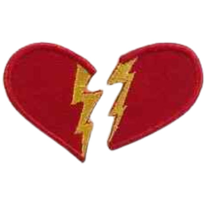 Lightning Broken Heart Embroidery Iron-On Patches for Clothing Sew-On Applique for DIY Crafts Denim Jackets Jeans Backpacks