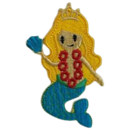 Mermaid Princess Beach Sea Embroidery Iron-On Patches for Clothing Sew-On Applique for DIY Crafts Denim Jackets Jeans Backpacks