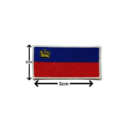 Liechtenstein Flag Embroidered Patch Set, Iron-On or Sew-On Applique Badges, Rectangle Shield Round Heart Shapes, for Jackets, Backpacks, Hats, Uniforms and Various Sizes