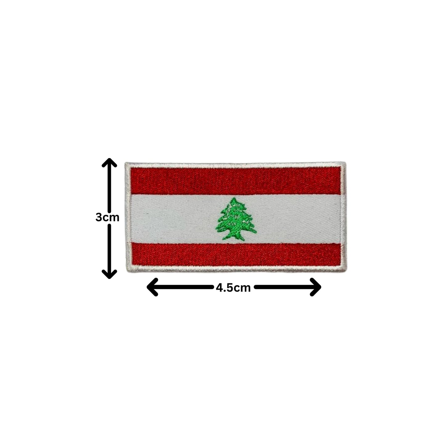 Lebanon Flag Embroidered Patch Set, Iron-On or Sew-On Applique Badges, Rectangle Shield Round Heart Shapes, for Jackets, Backpacks, Hats, Uniforms and Various Sizes