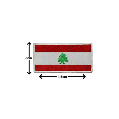 Lebanon Flag Embroidered Patch Set, Iron-On or Sew-On Applique Badges, Rectangle Shield Round Heart Shapes, for Jackets, Backpacks, Hats, Uniforms and Various Sizes