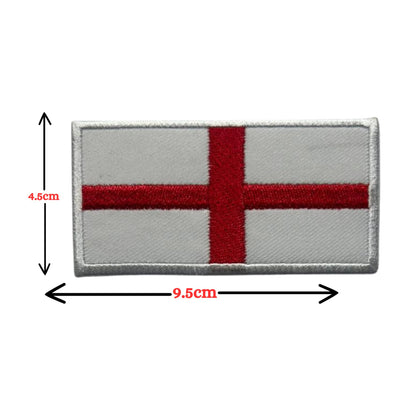 England Flag Embroidered Patches, Iron-On/Sew-On Applique, Shield, Round, Heart and Rectangle UK Flag Badges for Jackets, Bags, Uniforms, Various Sizes