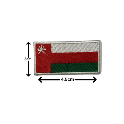 Oman Flag Embroidered Patch Set, Iron-On or Sew-On Applique Badges, Rectangle Shield Round Heart Shapes, for Jackets, Backpacks, Hats, Uniforms and Various Sizes