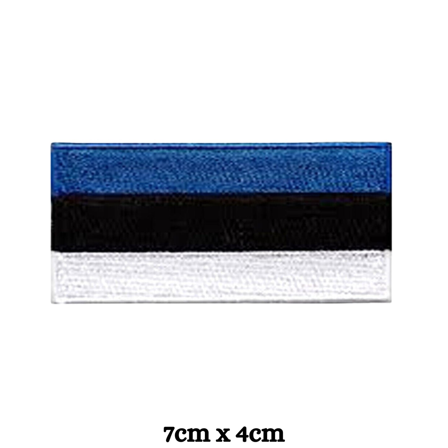 Estonia Flag Embroidered Patch Set, Iron-On or Sew-On Applique Badges, Rectangle Shield Round Heart Shapes, for Jackets, Backpacks, Hats, Uniforms and Various Sizes
