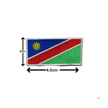 Namibia Flag Embroidered Patch Set, Iron-On or Sew-On Applique Badges, Rectangle Shield Round Heart Shapes, for Jackets, Backpacks, Hats, Uniforms and Various Sizes