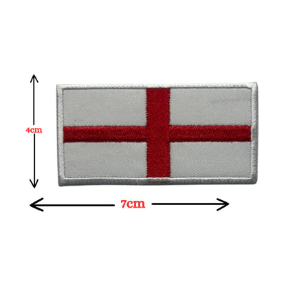 England Flag Embroidered Patches, Iron-On/Sew-On Applique, Shield, Round, Heart and Rectangle UK Flag Badges for Jackets, Bags, Uniforms, Various Sizes