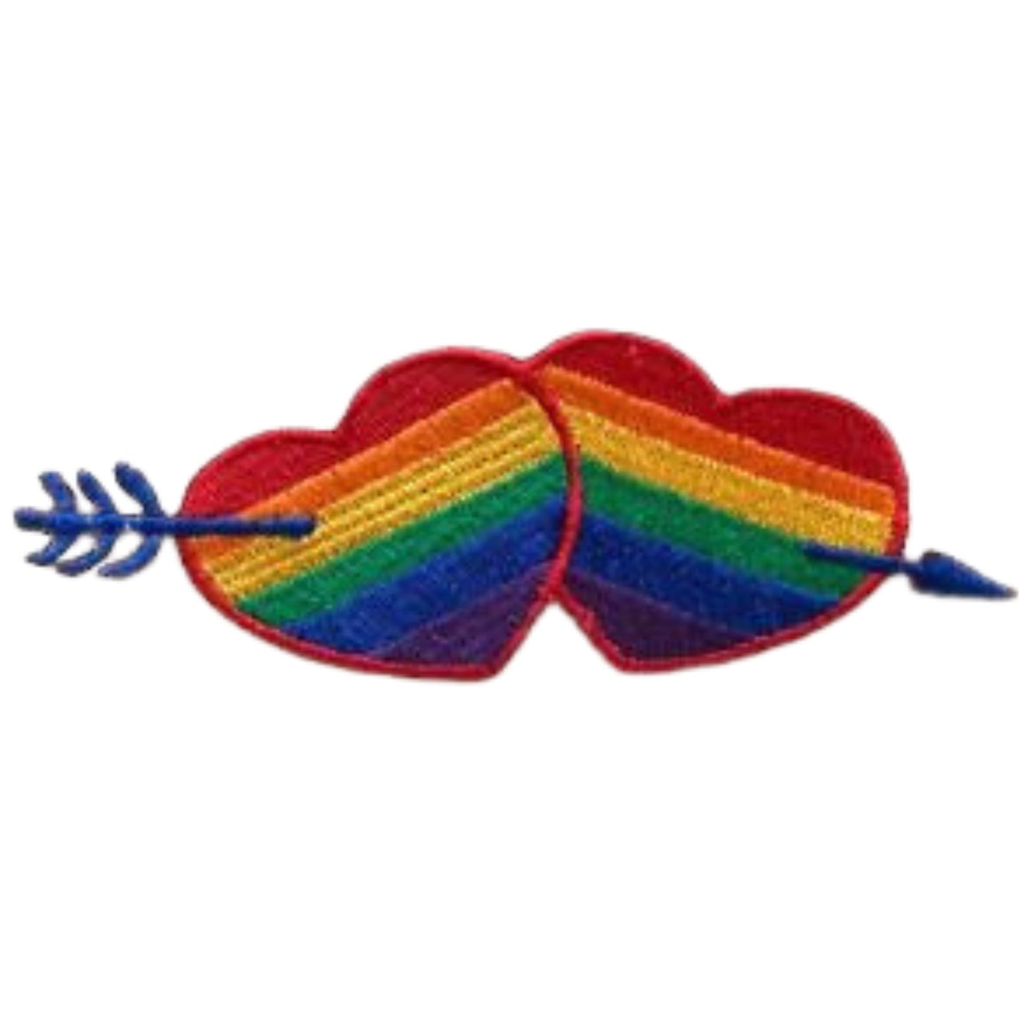 Rainbow Two Hearts Embroidery Iron-On Patches for Clothing Sew-On Applique for DIY Crafts Denim Jackets Jeans Backpacks