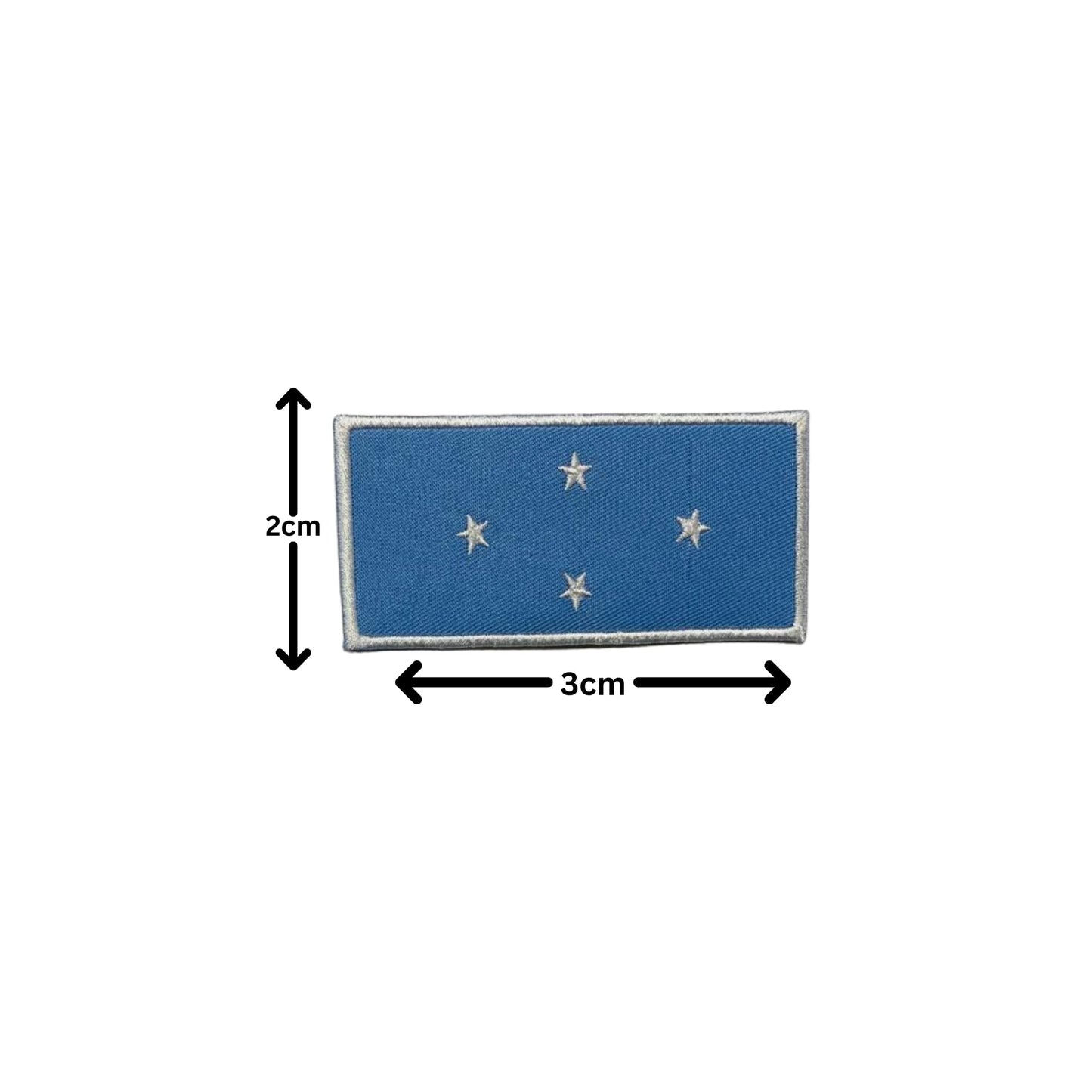 Micronesia Flag Embroidered Patch Set, Iron-On or Sew-On Applique Badges, Rectangle Shield Round Heart Shapes, for Jackets, Backpacks, Hats, Uniforms and Various Sizes