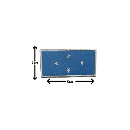 Micronesia Flag Embroidered Patch Set, Iron-On or Sew-On Applique Badges, Rectangle Shield Round Heart Shapes, for Jackets, Backpacks, Hats, Uniforms and Various Sizes