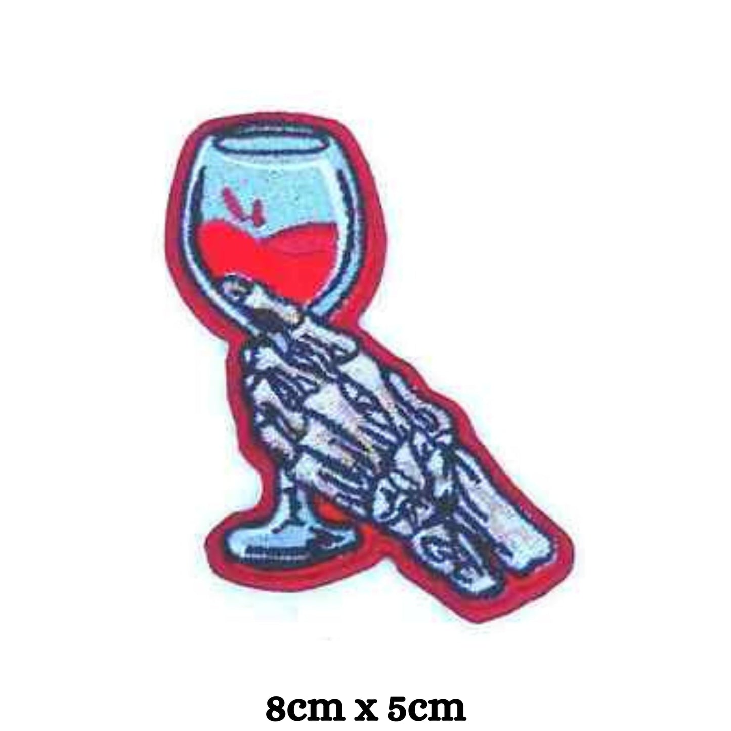 Red Wine Glass Hand Embroidery Iron-On Patches for Clothing Sew-On Applique for DIY Crafts Denim Jackets Jeans Backpacks