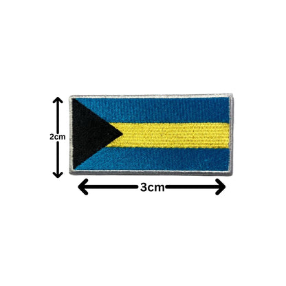 Bahamas Flag Embroidered Patches, Iron-On/Sew-On Applique, Shield, Round, Heart and Rectangle Flag Badges for Jackets, Bags, Uniforms, Various Sizes