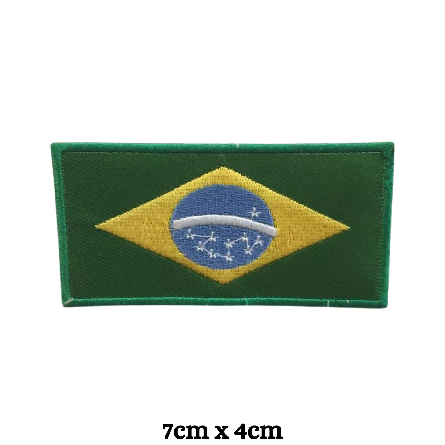 Brazil Flag Embroidered Patches, Iron-On/Sew-On Applique, Shield, Round, Heart and Rectangle Flag Badges for Jackets, Bags, Uniforms, Various Sizes