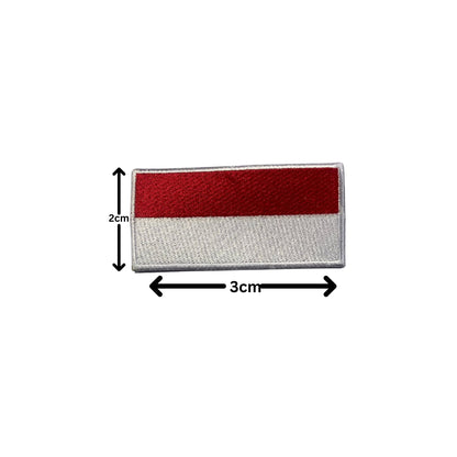 Indonesia Flag Embroidered Patch Set, Iron-On or Sew-On Applique Badges, Rectangle Shield Round Heart Shapes, for Jackets, Backpacks, Hats, Uniforms and Various Sizes