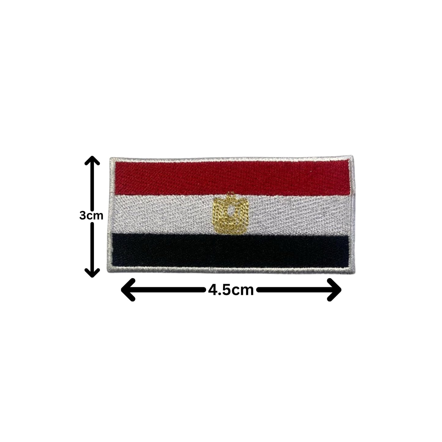 Egypt Flag Embroidered Patches, Iron-On/Sew-On Applique, Shield, Round, Heart and Rectangle Flag Badges for Jackets, Bags, Uniforms, Various Sizes