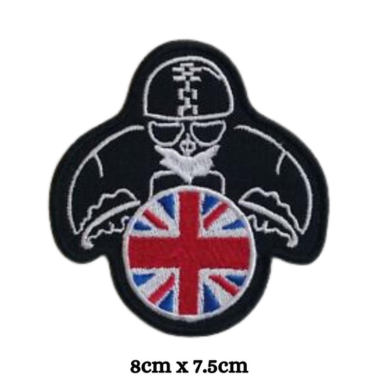 Motorcycles Biker Union Jack Embroidery Iron-On Patches for Clothing Sew-On Applique for DIY Crafts Denim Jackets Jeans Backpacks