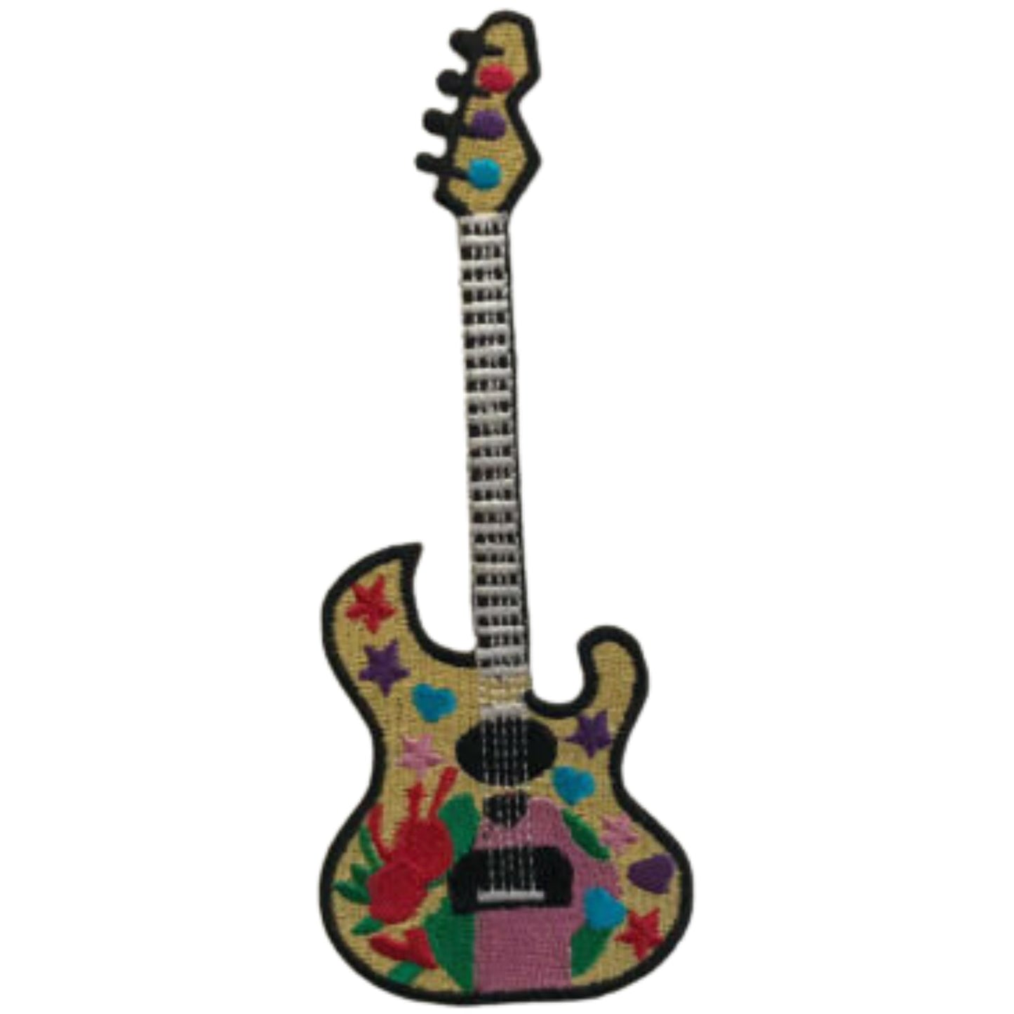 Guitar Solo Colourful Music Embroidery Iron-On Patches for Clothing Sew-On Applique for DIY Crafts Denim Jackets Jeans Backpacks