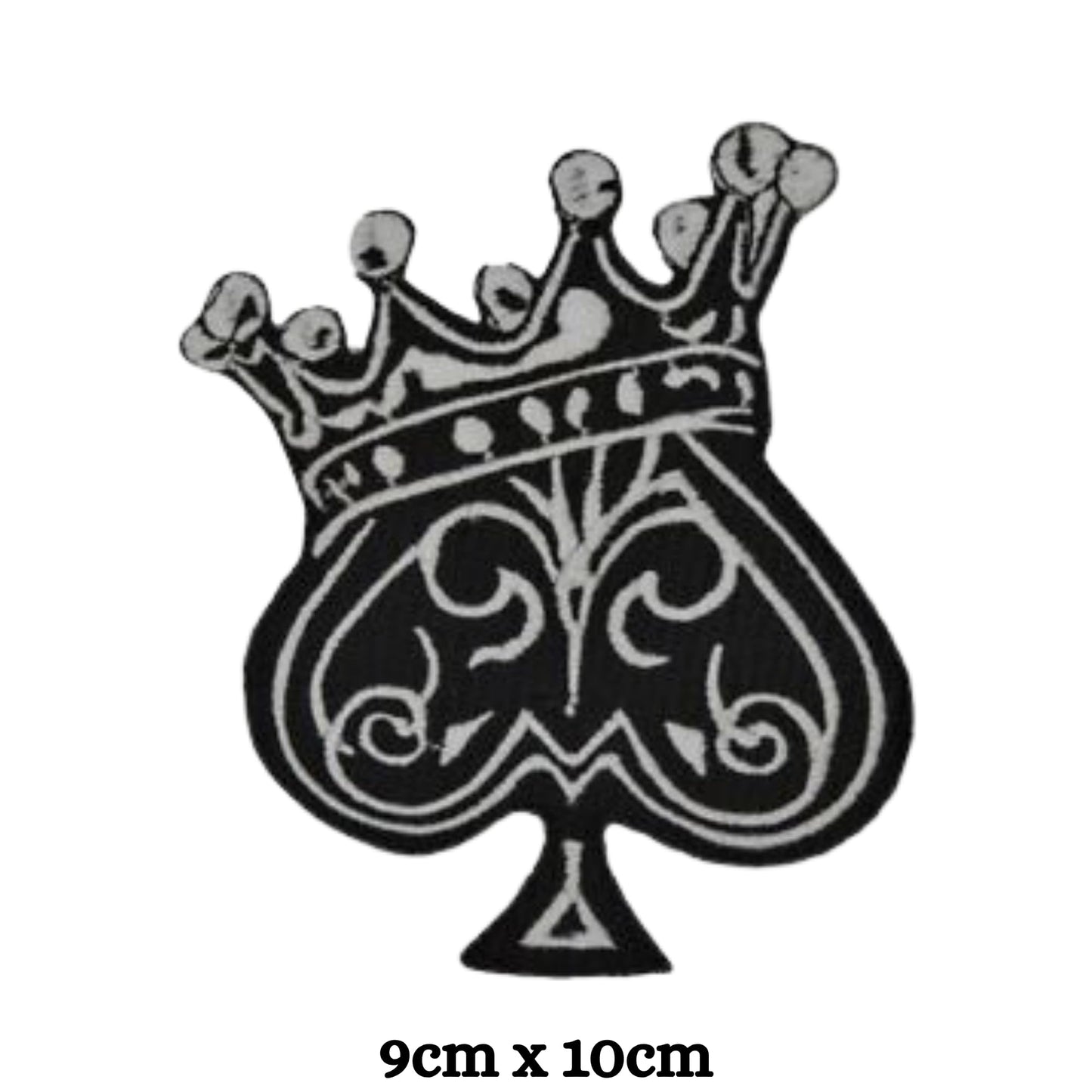 King Ace of Spade with Crown Badge Embroidery Iron-On Patches for Clothing Sew-On Applique for DIY Crafts Denim Jackets Jeans Backpacks