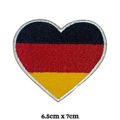 BeBuz Germany Flag Embroidered Patches, Iron-On/Sew-On Applique, Shield, Round, Heart and Rectangle Flag Badges for Jackets, Bags, Uniforms, Various Sizes